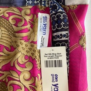 Silk Sari Wrap Skirt, Regular Size (0-12), Tea Length, Darn Good Yarn - NWT